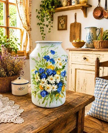 Kan - Aluminium - Geschilderde melkbus, Antiek en Kunst, Curiosa en Brocante