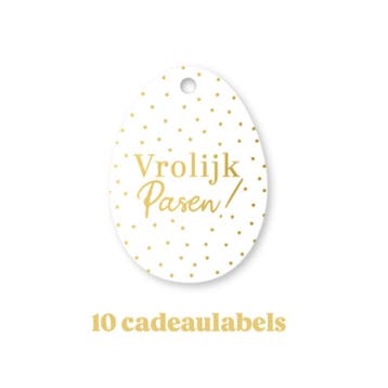 10x Cadeaulabel - VROLIJK PASEN - wit - goudfolie - paase..., Diversen, Verzenden, Nieuw