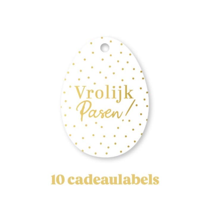 10x Cadeaulabel - VROLIJK PASEN - wit - goudfolie - paase..., Divers, Cartes de voeux, Envoi