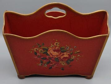 Tijdschriftenhouder - Lectuurbak met florale decoratie -