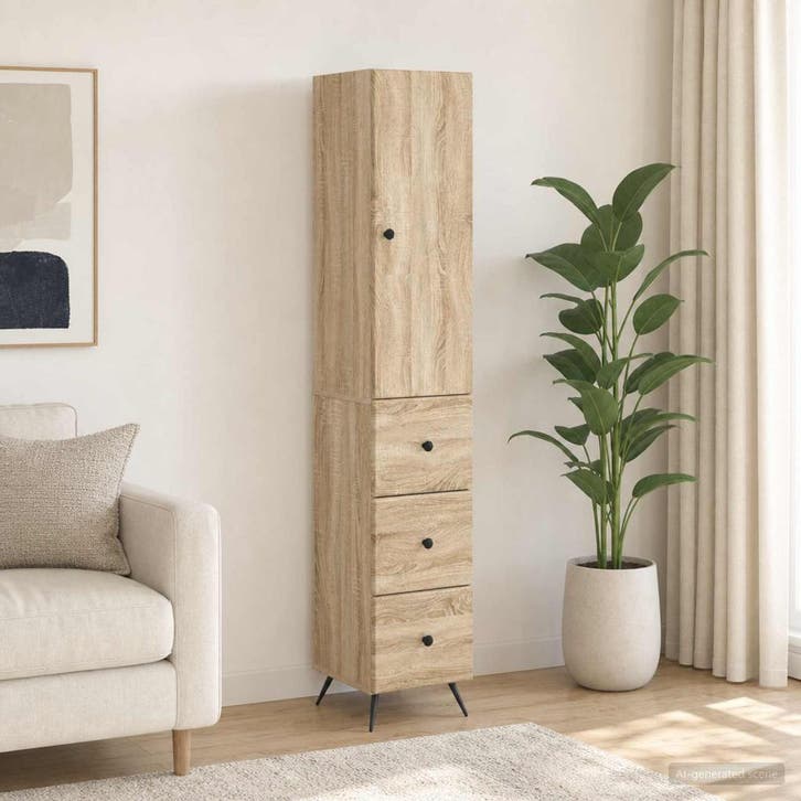 vidaXL Kast Set 2 st 34,5 x 34,5 x 90 cm Bewerkt hout Sonoma, Maison & Meubles, Armoires | Autre, Envoi