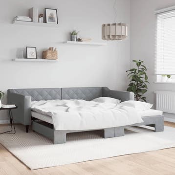 vidaXL Slaapbank met onderschuifbed 100x200 cm stof, Verzenden