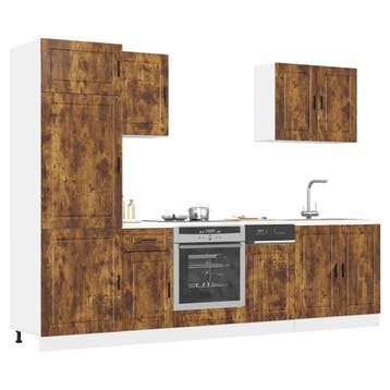 vidaXL 7-delige Keukenkastenset Porto bewerkt hout gerookt, Verzenden, Nieuw