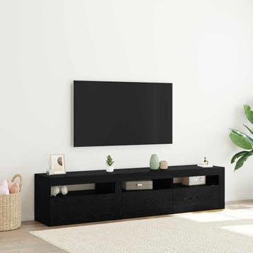 vidaXL TV Kast 2 st Zwart Eiken Bewerkt hout, Huis en Inrichting, Verzenden, Nieuw