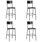 vidaXL Barstoelen 4 st massief multiplex staal zwart, Verzenden, Nieuw
