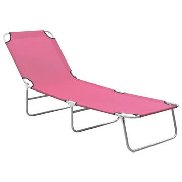 vidaXL Ligbed inklapbaar staal en stof roze, Verzenden