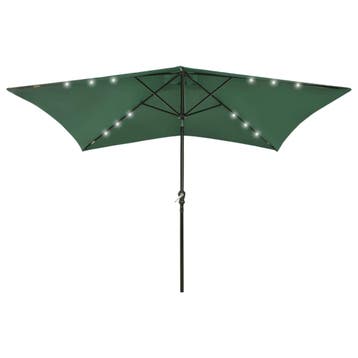 vidaXL Parasol met LEDs en stalen paal 2x3 m groen, Verzenden
