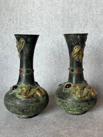 Vaas - Brons - China - Draken (Zonder minimumprijs), Antiek en Kunst