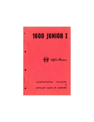 1973 ALFA ROMEO 1600 JUNIOR Z TECHNISCHE VOORSCHRIFTEN &