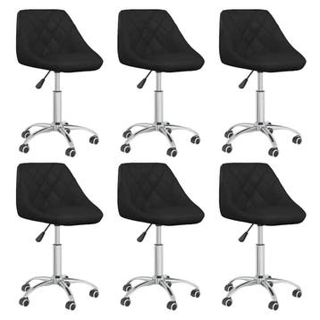 vidaXL Eetkamerstoelen draaibaar 6 st kunstleer zwart, Verzenden, Nieuw