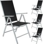 tectake Opvouwbare aluminium tuinstoelen - zwart/zilver, Set, Tuin en Terras, Verzenden, Nieuw
