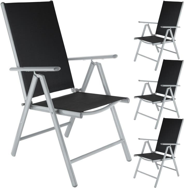 tectake Opvouwbare aluminium tuinstoelen - zwart/zilver, Set, Tuin en Terras, Overige Tuin en Terras, Verzenden