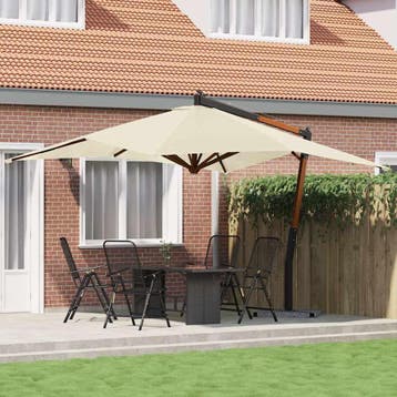 Zweefparasol met houten paal, 400x300 cm - Stijlvolle sch..., Tuin en Terras, 3 tot 4 meter, Kantelbaar, Verzenden, Zweefparasol