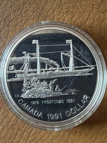 Canada. 1 Dollar 1991 Frontenac, - 23,32g Proof (Zonder