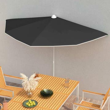 vidaXL Parasol half met paal 180x90 cm zwart, Tuin en Terras, Verzenden, Nieuw