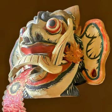 Topeng- / Buta-demonenmasker – kleuruitvoering & echt haar –