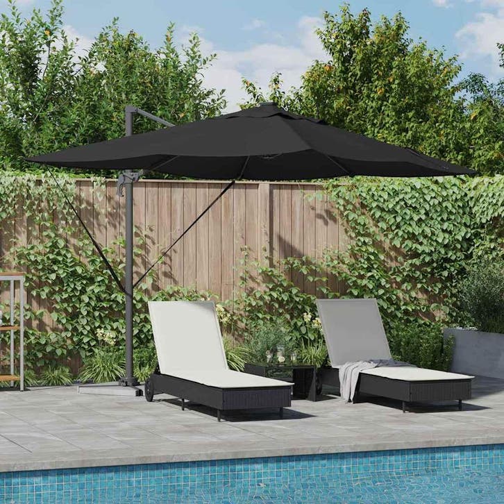 vidaXL Parasol Zwart 352 x 251 x 265 cm Polyester en, Jardin & Terrasse, Parasols, Envoi
