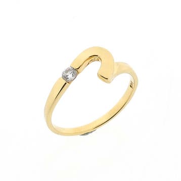 Gouden ring met zirconia, Handtassen en Accessoires, Gebruikt, Ophalen of Verzenden, 17 tot 18, Met edelsteen