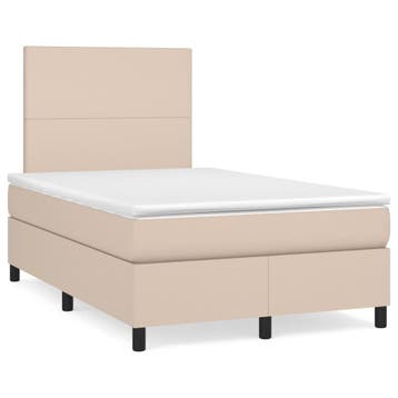vidaXL Boxspring met matras kunstleer cappuccinokleurig, Verzenden