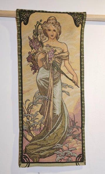 Arazzo Alfons Mucha LE PRINTEMPS - Art Nouveau - Textiel -