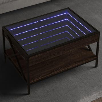 vidaXL Salontafel met Infinity LED 70x50x38 cm bruin, Verzenden