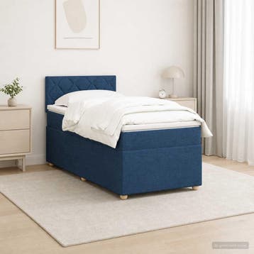 vidaXL Boxspringbed met matras met hoofdeinde Blauw 90 x 200, Verzenden