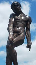 Sculpture, adam bronzen sculptuur - 88 cm - marbre bronze