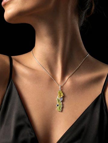 Rauwe Groene Toermalijn Sieraden - 925 Sterling Zilveren, Verzamelen