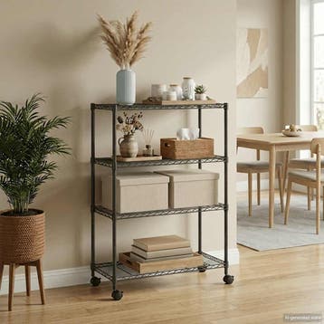 vidaXL Opbergrek 4-laags met wielen 200 kg 90x35x142 cm, Verzenden