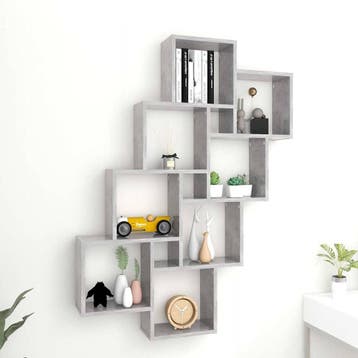 vidaXL Wandschap kubus 90x15x119 cm bewerkt hout betongrijs, Verzenden, Nieuw