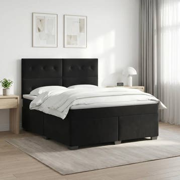 vidaXL Boxspringbed met matras Zwart 140 x 190 cm Fluweel, Verzenden