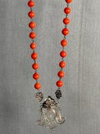 Collier - corail - Chine - Chapelet espagnol utilisé, Antiquités & Art
