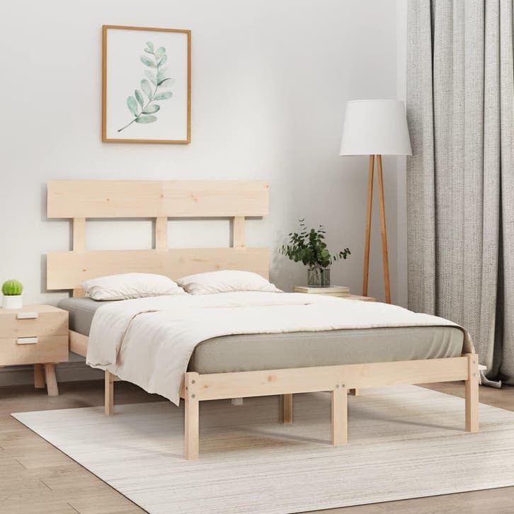 vidaXL Bedframe massief hout 140x200 cm, Huis en Inrichting, Slaapkamer | Bedden, Nieuw, Verzenden