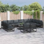 vidaXL Tuinbank Set met kussen 13 pcs Zwart Aluminium, Tuin en Terras, Verzenden, Nieuw