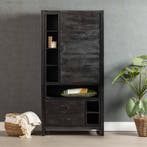 Mangohouten Kast Kelvin 100 Zwart, Huis en Inrichting, Kasten | Overige, Verzenden, Nieuw