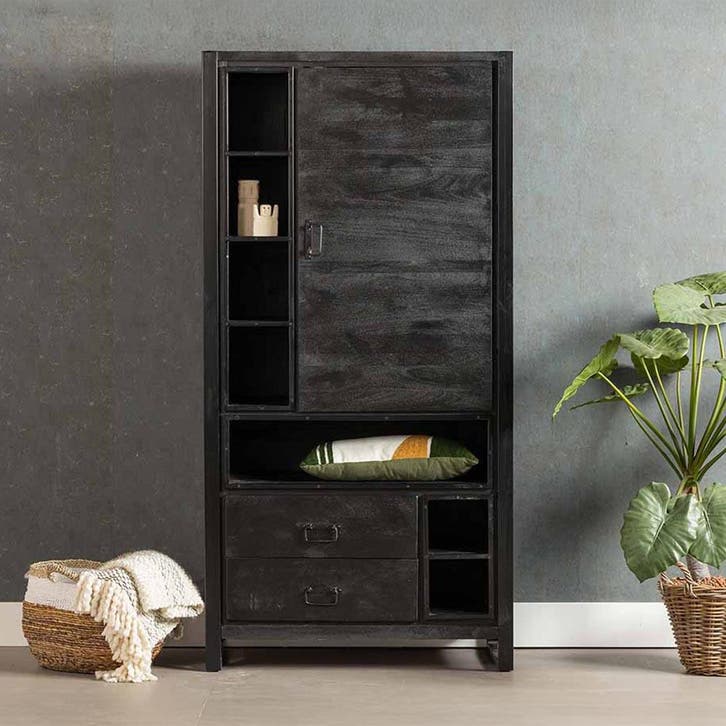 Mangohouten Kast Kelvin 100 Zwart, Huis en Inrichting, Kasten | Overige, Nieuw, Verzenden