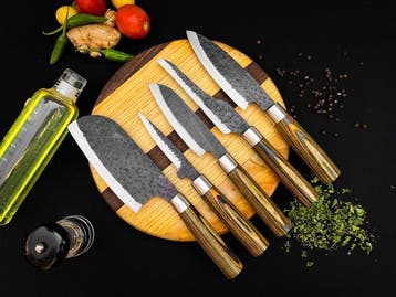 Keukenmes - Kitchen knife set - 582 - Staal, Hout,