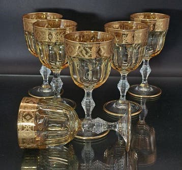 Artemisia - Drinkset (6) - Kristal, goud 24 karaat