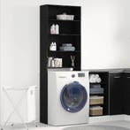 vidaXL Wasmachinekast Zwart Eiken 64 x 24 x 190 cm Bewerkt, Electroménager, Verzenden