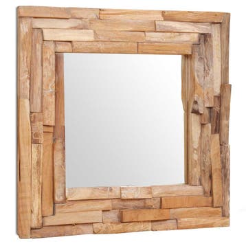 vidaXL Decoratieve spiegel vierkant 60x60 cm teakhout, Huis en Inrichting, Woonaccessoires | Spiegels, Verzenden, Nieuw