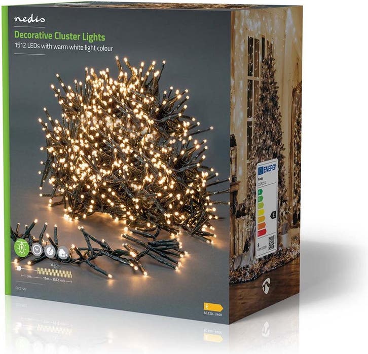 Nedis Kerstverlichting - Cluster - 1512 LEDs - Warm Wit - 1, Huis en Inrichting, Woonaccessoires | Overige, Nieuw, Verzenden