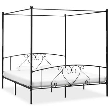 vidaXL Hemelbedframe metaal zwart 200x200 cm, Huis en Inrichting, Verzenden, Nieuw