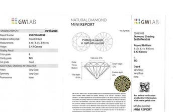 1 pcs Diamant (Naturelle) - 2.13 ct - Rond - I - SI3 -, Bijoux, Sacs & Beauté