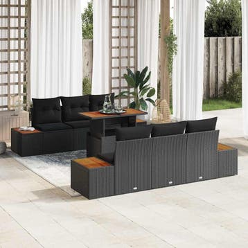 vidaXL Tuinbank Set 7 st Zwart en Bruin, Verzenden, Nieuw