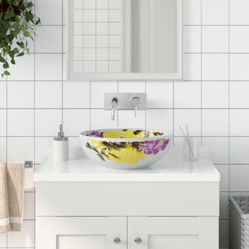 vidaXL Opzetwasbak rond 41x14 cm keramiek meerkleurig, Doe-het-zelf en Bouw, Verzenden, Nieuw
