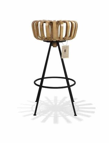 Fair Furniture - Kruk (2) - Bamboe, Staal - Set barkrukken