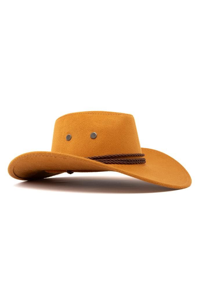 KIMU® Cowboyhoed Caramel Suedelook Lichtgewicht Oranje Bruin, Kleding | Heren, Carnavalskleding en Feestkleding, Nieuw, Ophalen of Verzenden