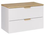Wastafelkast Aster 80 cm – Eiken met Wit – Hangend Badmeubel, Verzenden