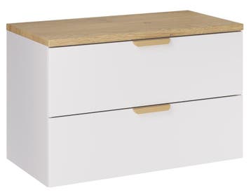 Wastafelkast Aster 80 cm – Eiken met Wit – Hangend Badmeubel, Verzenden, Nieuw