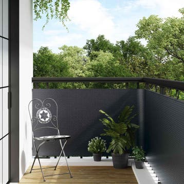 vidaXL Balkonscherm Donkergrijs 600 x 80 cm poly rattan, Verzenden, Nieuw